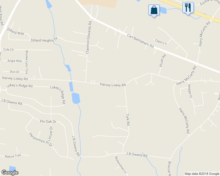 map of restaurants, bars, coffee shops, grocery stores, and more near 405 Harvey Lokey Road in Bethlehem