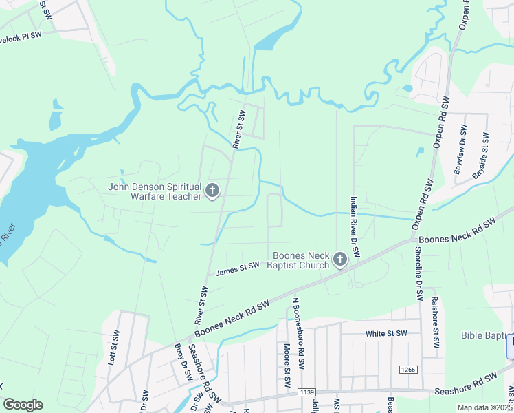 map of restaurants, bars, coffee shops, grocery stores, and more near 2850 Jeremy Street Southwest in Brunswick County