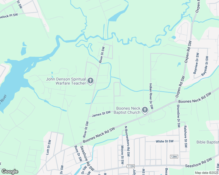 map of restaurants, bars, coffee shops, grocery stores, and more near 2850 Jeremy Street Southwest in Brunswick County