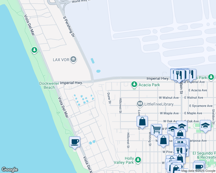 map of restaurants, bars, coffee shops, grocery stores, and more near 770 West Imperial Avenue in El Segundo