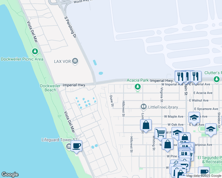 map of restaurants, bars, coffee shops, grocery stores, and more near 770 West Imperial Avenue in El Segundo