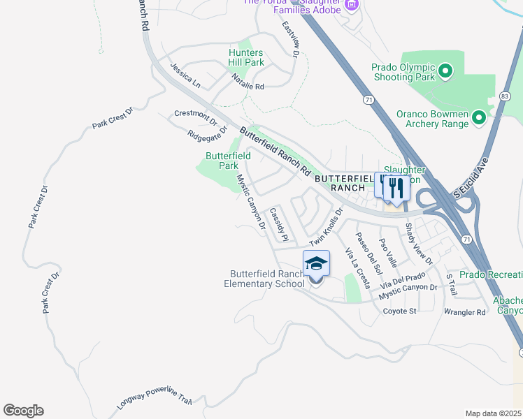 map of restaurants, bars, coffee shops, grocery stores, and more near 17807 Autry Court in Chino Hills