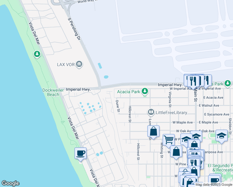 map of restaurants, bars, coffee shops, grocery stores, and more near 770 West Imperial Avenue in El Segundo