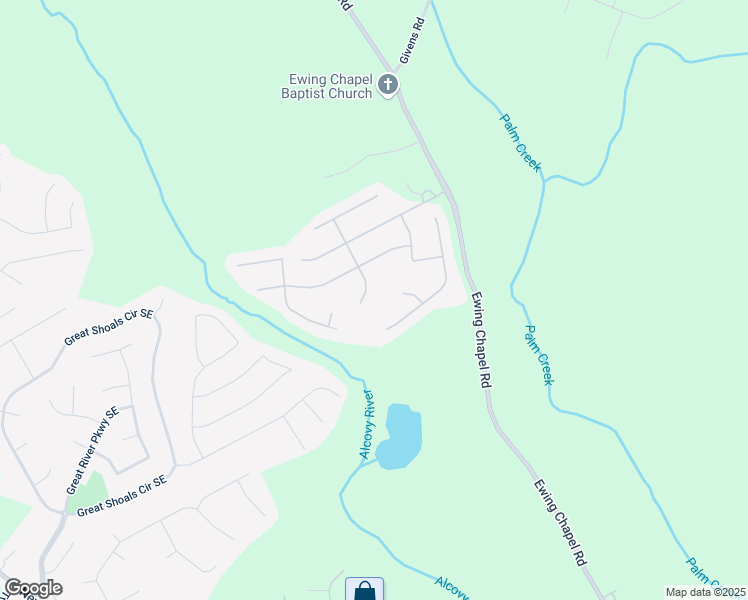 map of restaurants, bars, coffee shops, grocery stores, and more near 1920 Riverpark Lane Southeast in Dacula