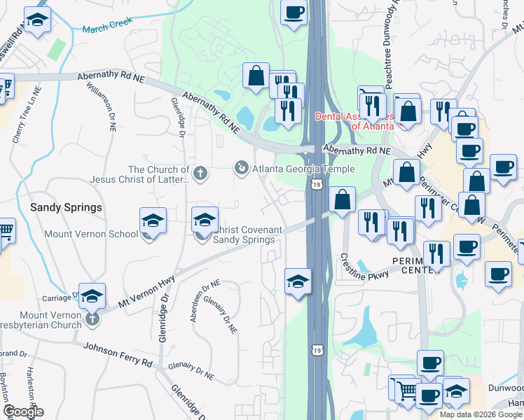 map of restaurants, bars, coffee shops, grocery stores, and more near 426 Granville Court in Atlanta