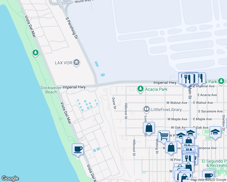 map of restaurants, bars, coffee shops, grocery stores, and more near 770 West Imperial Avenue in El Segundo
