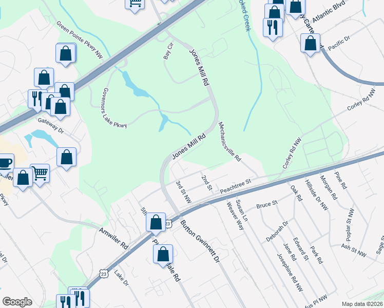 map of restaurants, bars, coffee shops, grocery stores, and more near 6147 Florida Avenue Northwest in Atlanta