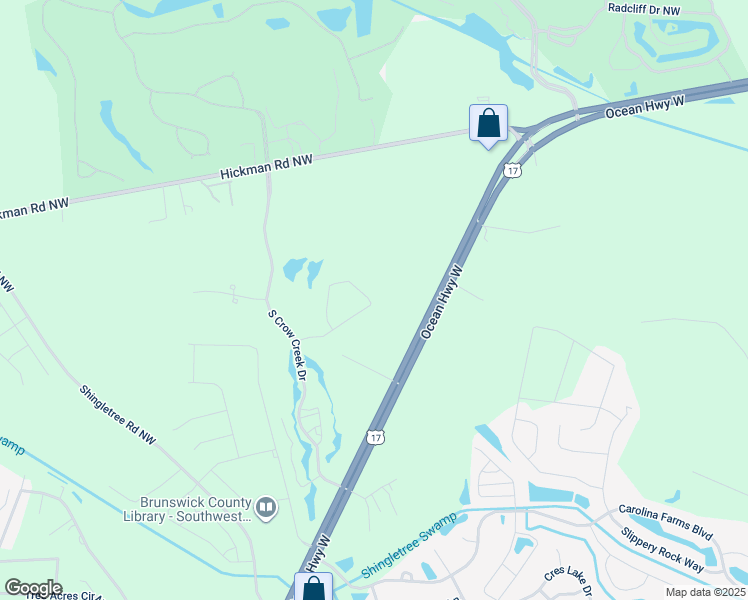 map of restaurants, bars, coffee shops, grocery stores, and more near 260 Woodlands Way in Calabash