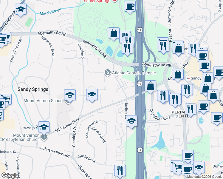 map of restaurants, bars, coffee shops, grocery stores, and more near 426 Granville Court in Atlanta