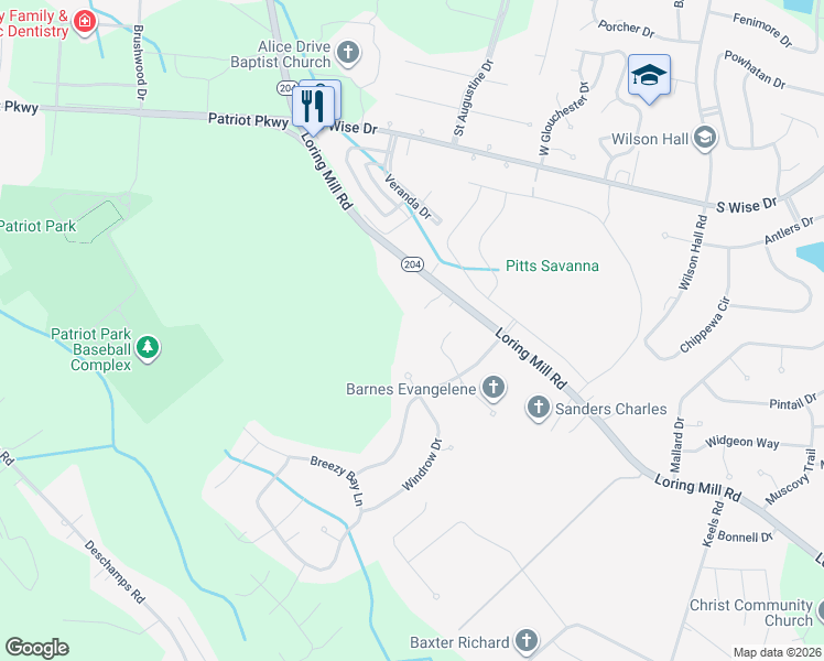 map of restaurants, bars, coffee shops, grocery stores, and more near 925 Windrow Court in Sumter