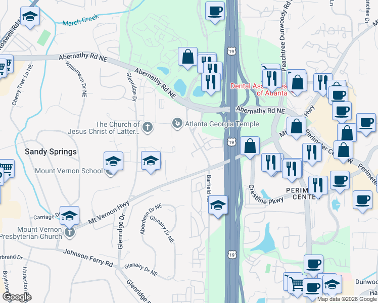 map of restaurants, bars, coffee shops, grocery stores, and more near 314 Granville Court in Atlanta
