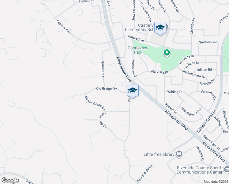map of restaurants, bars, coffee shops, grocery stores, and more near 6705 Calais Court in Riverside