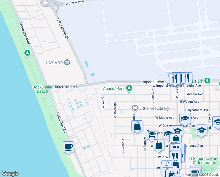 map of restaurants, bars, coffee shops, grocery stores, and more near 770 West Imperial Avenue in El Segundo