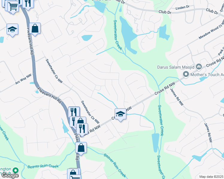 map of restaurants, bars, coffee shops, grocery stores, and more near 1006 Ensign Peak Court in Lawrenceville
