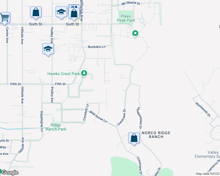 map of restaurants, bars, coffee shops, grocery stores, and more near 3371 Cutting Horse Road in Norco