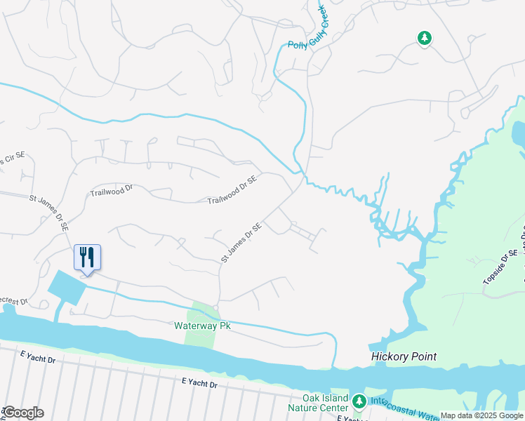 map of restaurants, bars, coffee shops, grocery stores, and more near 2846 Saint James Drive Southeast in Southport