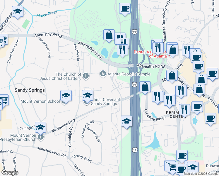 map of restaurants, bars, coffee shops, grocery stores, and more near 426 Granville Court in Atlanta