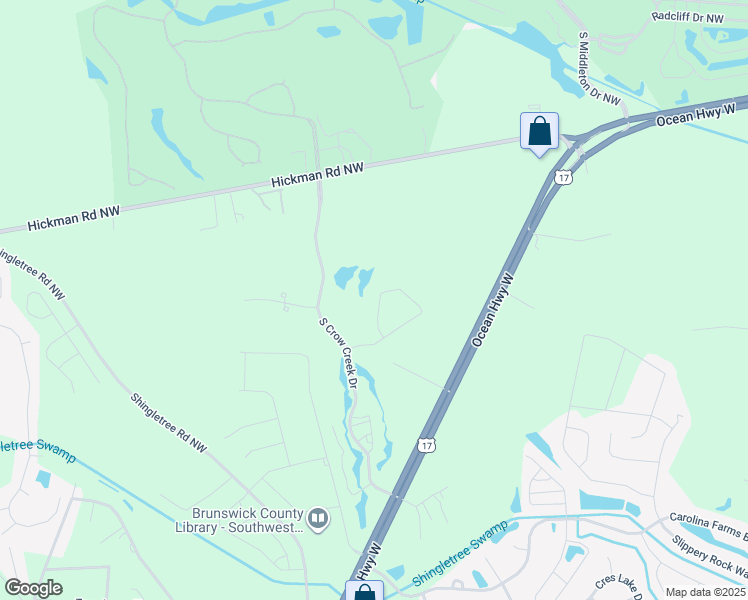 map of restaurants, bars, coffee shops, grocery stores, and more near 280 Woodlands Way in Calabash