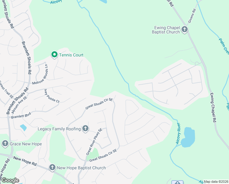 map of restaurants, bars, coffee shops, grocery stores, and more near 1643 Great Shoals Circle Southeast in Lawrenceville