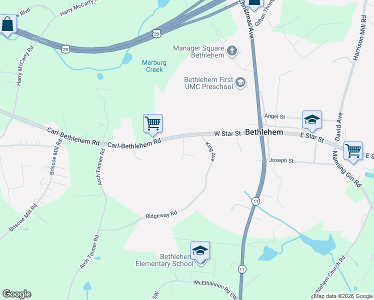 map of restaurants, bars, coffee shops, grocery stores, and more near 701 Bishop Woods Road in Bethlehem