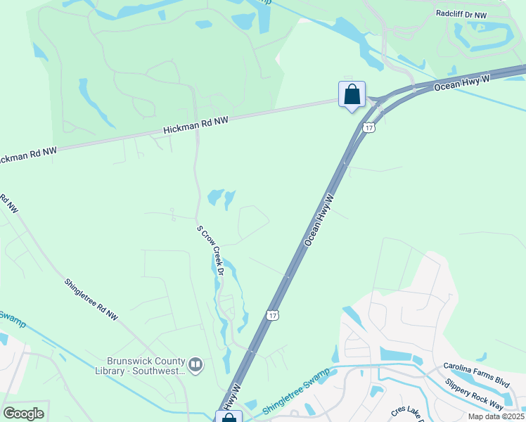 map of restaurants, bars, coffee shops, grocery stores, and more near 270 Woodlands Way in Calabash
