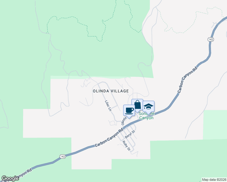 map of restaurants, bars, coffee shops, grocery stores, and more near in Brea