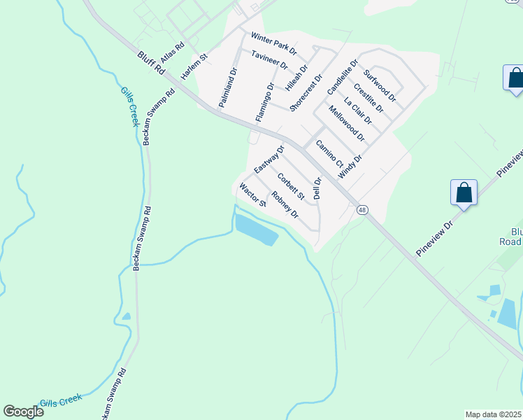 map of restaurants, bars, coffee shops, grocery stores, and more near 4539 Robney Drive in Columbia