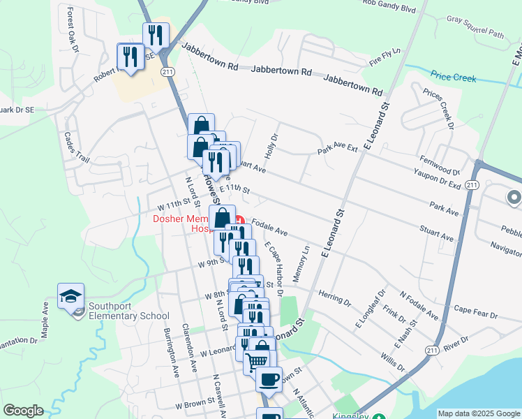 map of restaurants, bars, coffee shops, grocery stores, and more near 249 East 11th Street in Southport