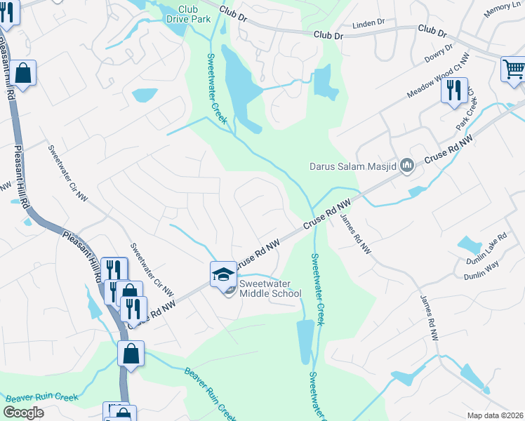 map of restaurants, bars, coffee shops, grocery stores, and more near 3347 Merlot Pass in Lawrenceville