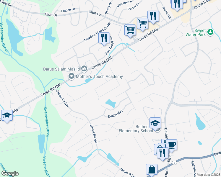 map of restaurants, bars, coffee shops, grocery stores, and more near 3092 Ferrite Loop Northwest in Lawrenceville
