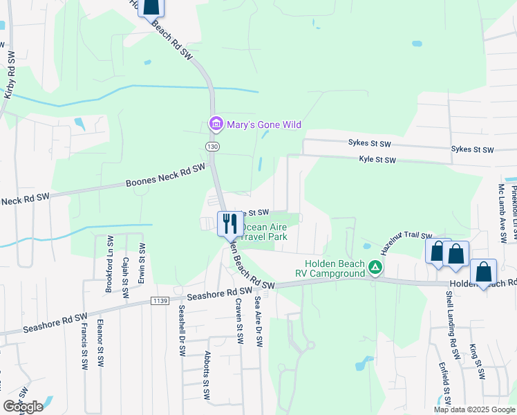 map of restaurants, bars, coffee shops, grocery stores, and more near 1752 Pine Valley Drive Southwest in Brunswick County