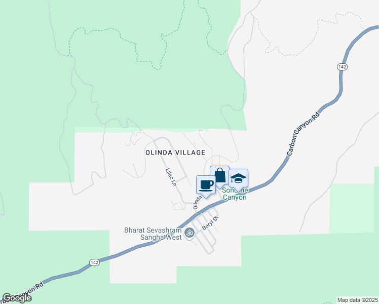 map of restaurants, bars, coffee shops, grocery stores, and more near in Brea