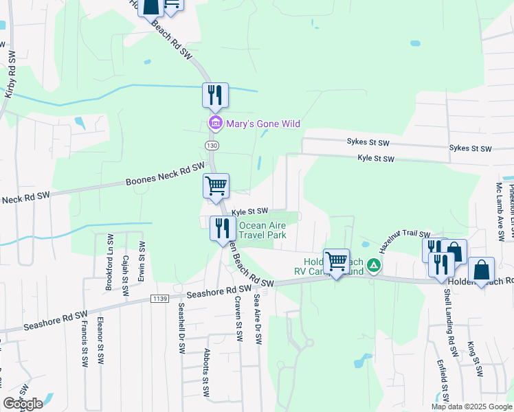 map of restaurants, bars, coffee shops, grocery stores, and more near 1752 Pine Valley Drive Southwest in Brunswick County