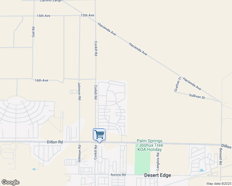 map of restaurants, bars, coffee shops, grocery stores, and more near 70200 Dillon Road in Desert Hot Springs