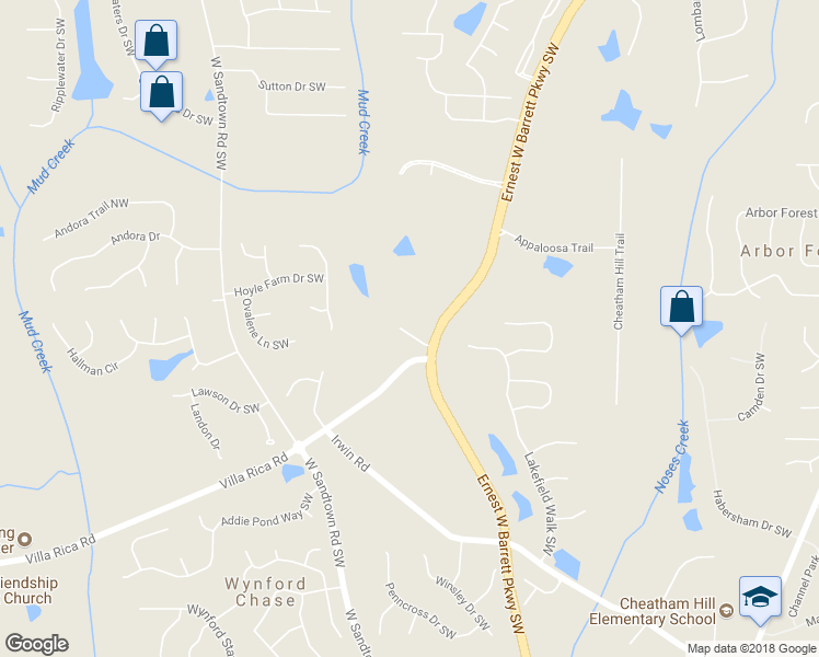 map of restaurants, bars, coffee shops, grocery stores, and more near 4082 Ernest W Barrett Parkway Southwest in Marietta