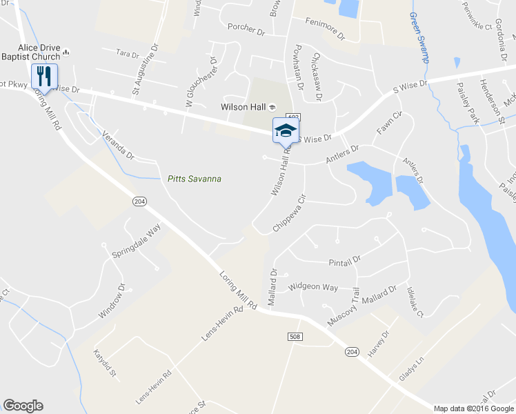 map of restaurants, bars, coffee shops, grocery stores, and more near 450 Wilson Hall Road in Sumter
