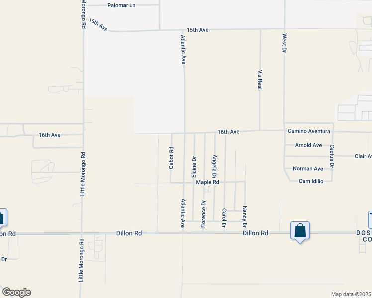 map of restaurants, bars, coffee shops, grocery stores, and more near 65850 Pierson Boulevard in Desert Hot Springs