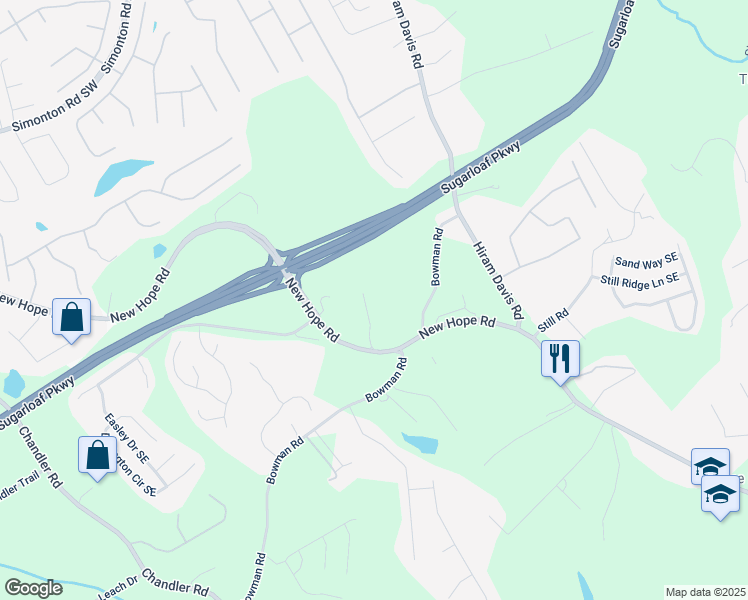 map of restaurants, bars, coffee shops, grocery stores, and more near 1320 Country Acres Lane in Lawrenceville