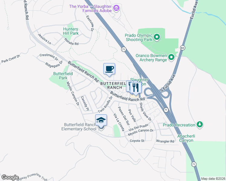 map of restaurants, bars, coffee shops, grocery stores, and more near in Chino Hills