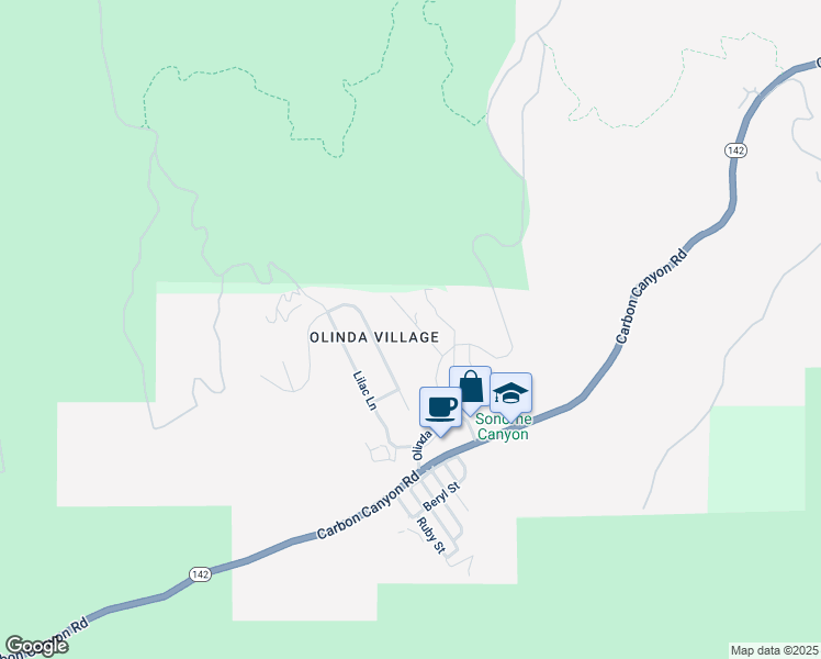 map of restaurants, bars, coffee shops, grocery stores, and more near 235 Verbena Lane in Brea