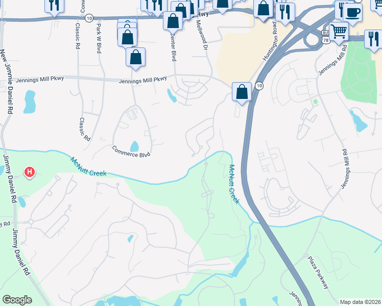 map of restaurants, bars, coffee shops, grocery stores, and more near 325 Bedford Drive in Athens