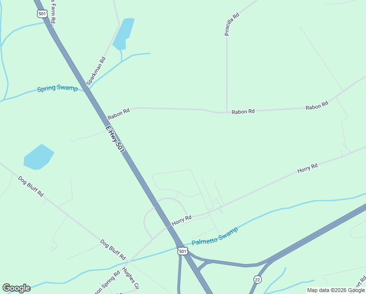 map of restaurants, bars, coffee shops, grocery stores, and more near 222 Rabon Road in Aynor