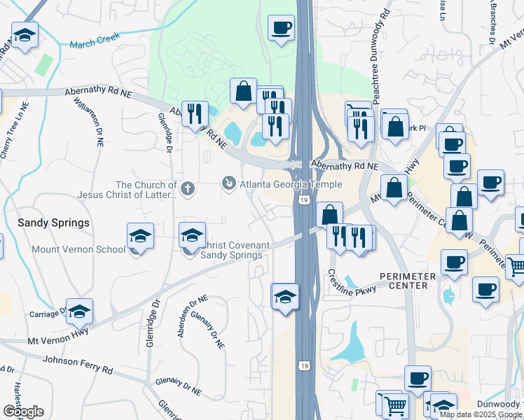 map of restaurants, bars, coffee shops, grocery stores, and more near 321 Granville Court in Atlanta