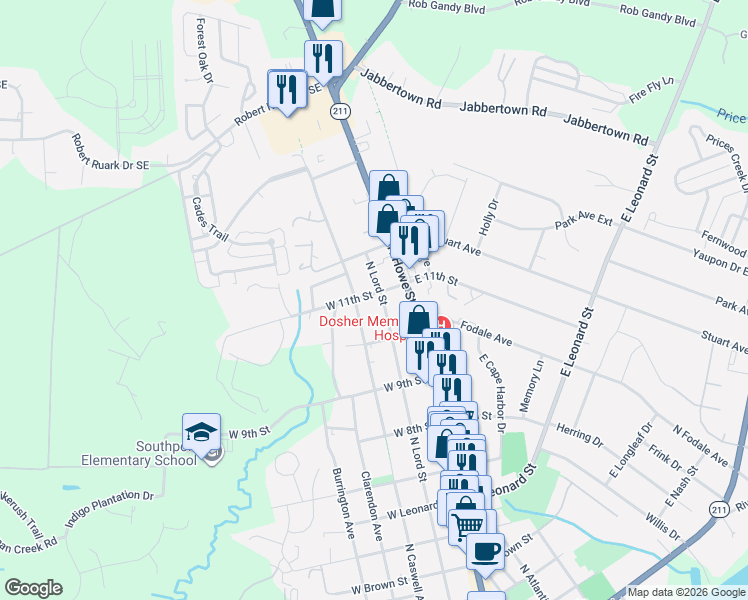 map of restaurants, bars, coffee shops, grocery stores, and more near 1029 North Howe Street in Southport