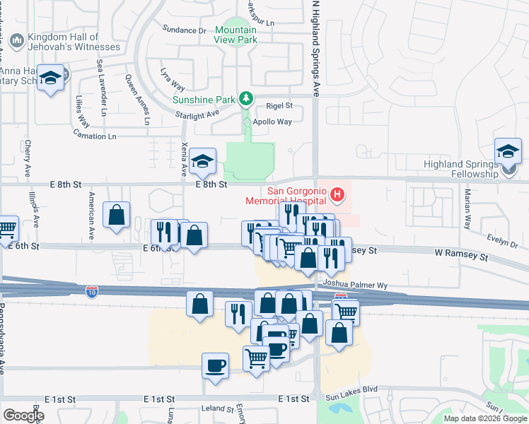 map of restaurants, bars, coffee shops, grocery stores, and more near 703 Allegheny Street in Beaumont