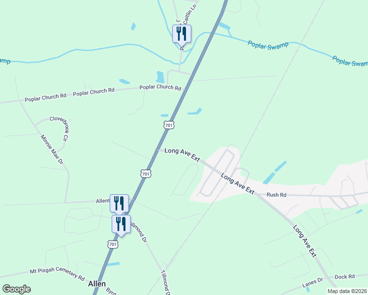 map of restaurants, bars, coffee shops, grocery stores, and more near 5620 Long Avenue Extension in Conway