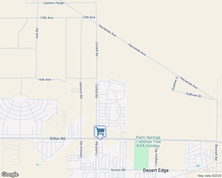 map of restaurants, bars, coffee shops, grocery stores, and more near 70200 Dillon Road in Desert Hot Springs