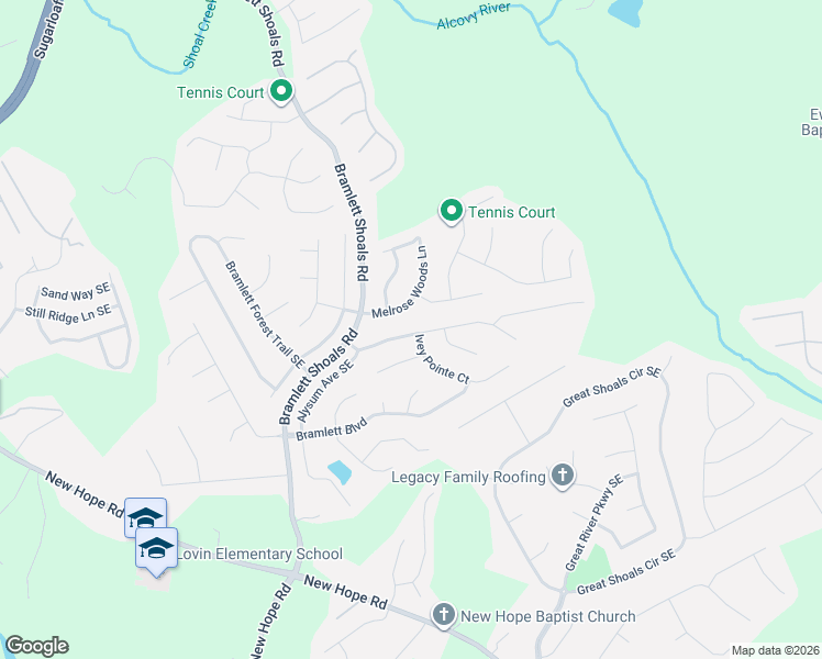 map of restaurants, bars, coffee shops, grocery stores, and more near 1324 Ivey Pointe Drive Southeast in Lawrenceville