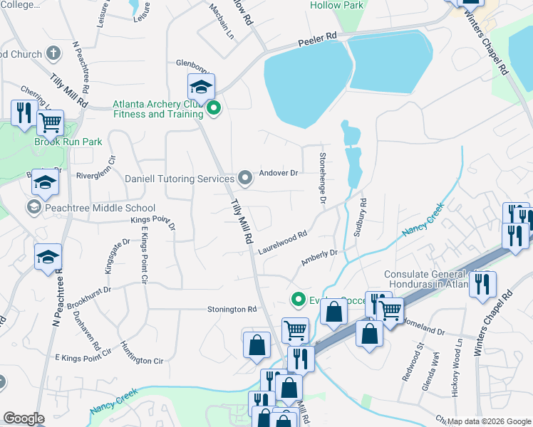 map of restaurants, bars, coffee shops, grocery stores, and more near 2537 East Madison Drive in Atlanta