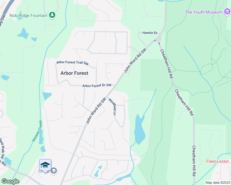 map of restaurants, bars, coffee shops, grocery stores, and more near 905 John Ward Road Southwest in Marietta